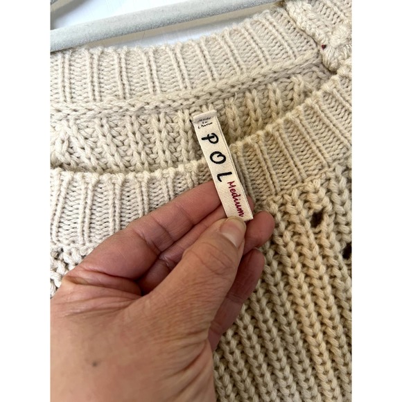 Pol Cable Knit Sweater with Lace Trim Size M - Picture 2 of 4